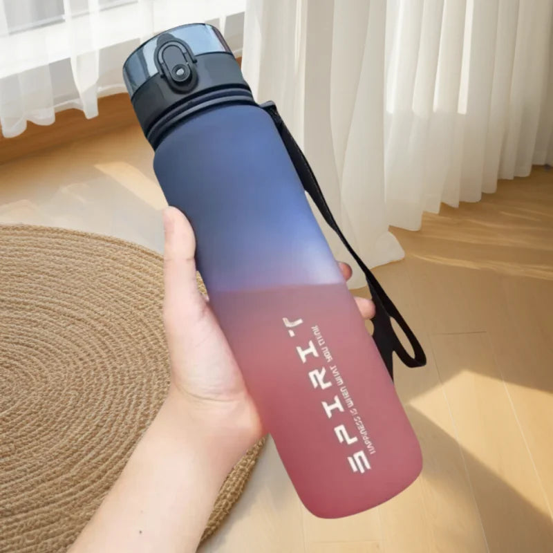 1 Liter Large Capacity Sports Water Bottle Leak Proof Colorful Plastic Cup Drinking Outdoor Travel Portable Gym Fitness Jugs
