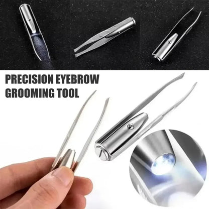 LED Lit Smart Angled Eyebrow Tweezers for Precise Eyebrow Shaping Eyelash Extensions Create Natural Perfect Brows with One Click