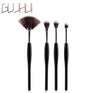 8-Piece Makeup Brush Set with Black Handle and Silver Tubes
