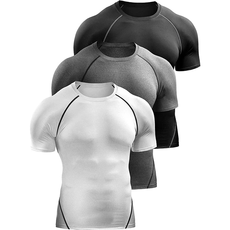 2025 Compression T Shirt Men Summer Sportswear Running T-shirt Elastic Quick Dry Sport Tops Tee Athletic Gym Workout Shirts Men