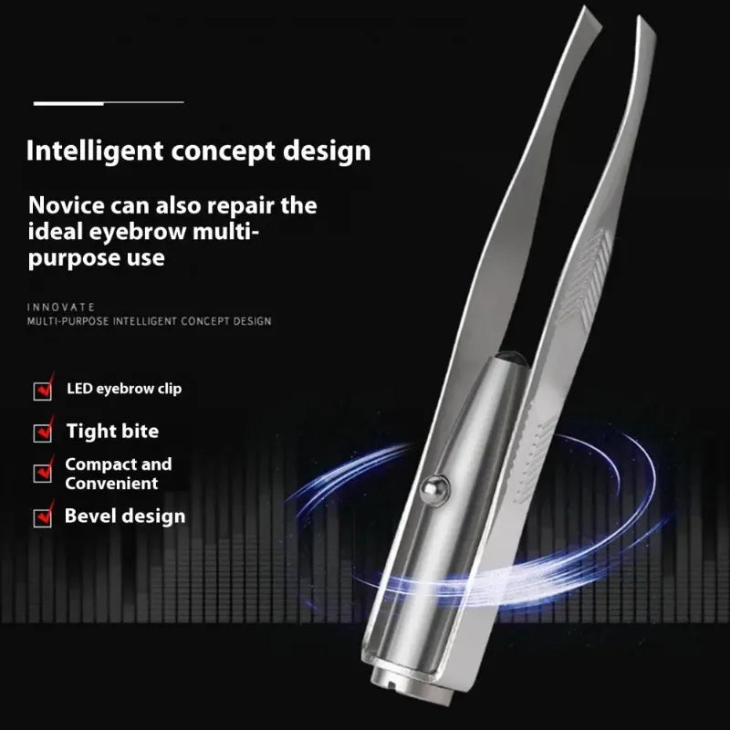 LED Lit Smart Angled Eyebrow Tweezers for Precise Eyebrow Shaping Eyelash Extensions Create Natural Perfect Brows with One Click