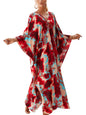 IMAGEKOPE Womens Plus Size Animal Print V-Neck Batwing Kaftan Beach Dress Bathing Suit Cover-Up Loungewear