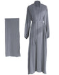 Womens Muslim Dress Three Pieces Set Islamic Prayer Abaya with Hijab Modest Long Sleeve Kaftan Robe