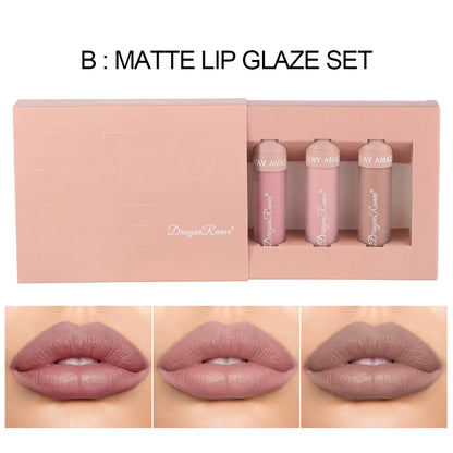 3-Piece Matte Lip Gloss Set - Non-Stick to Cup