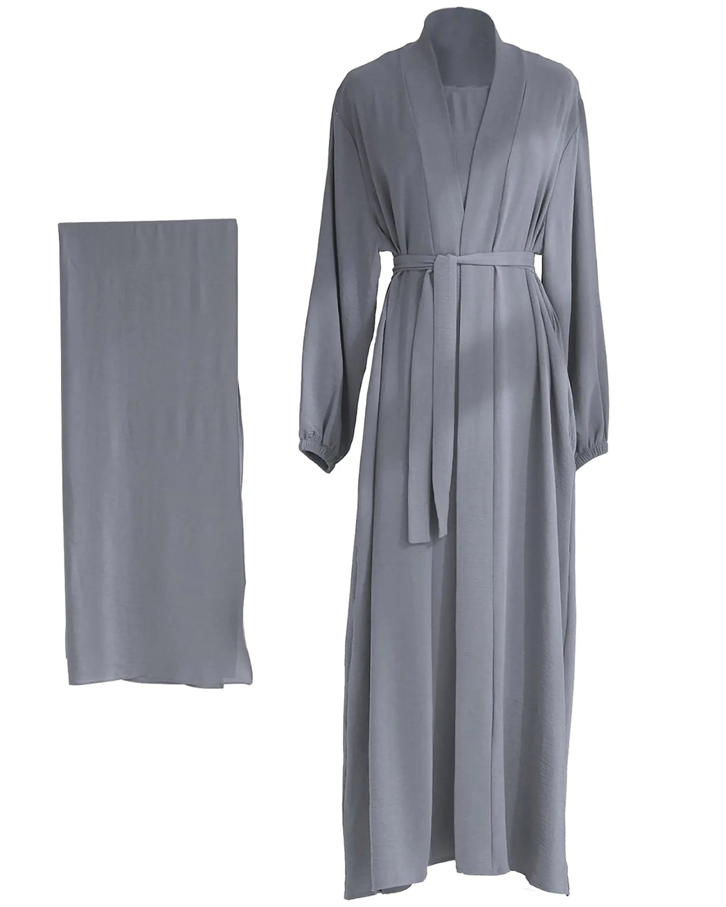 Womens Muslim Dress Three Pieces Set Islamic Prayer Abaya with Hijab Modest Long Sleeve Kaftan Robe